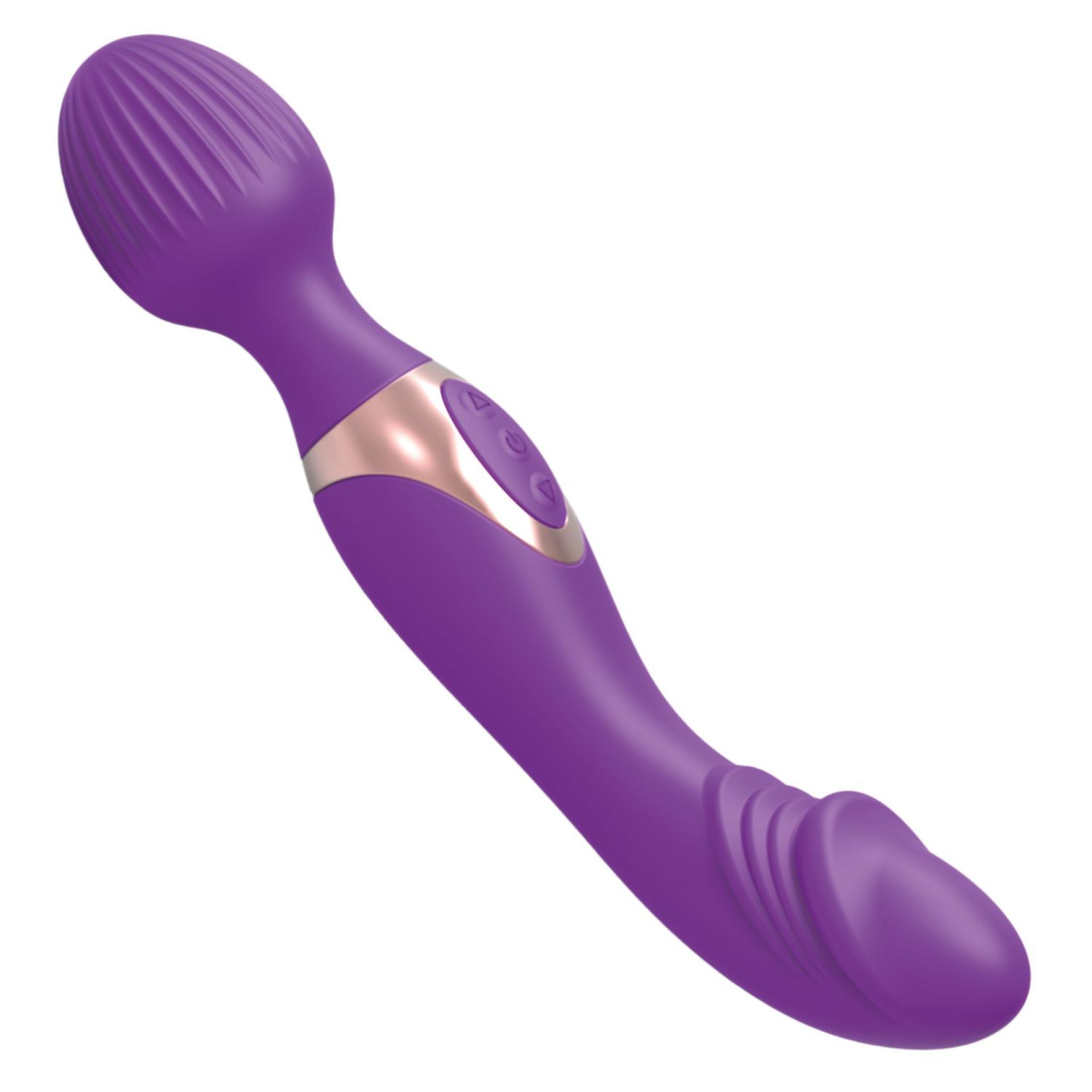 Wand vibrator met dildo met reliëf