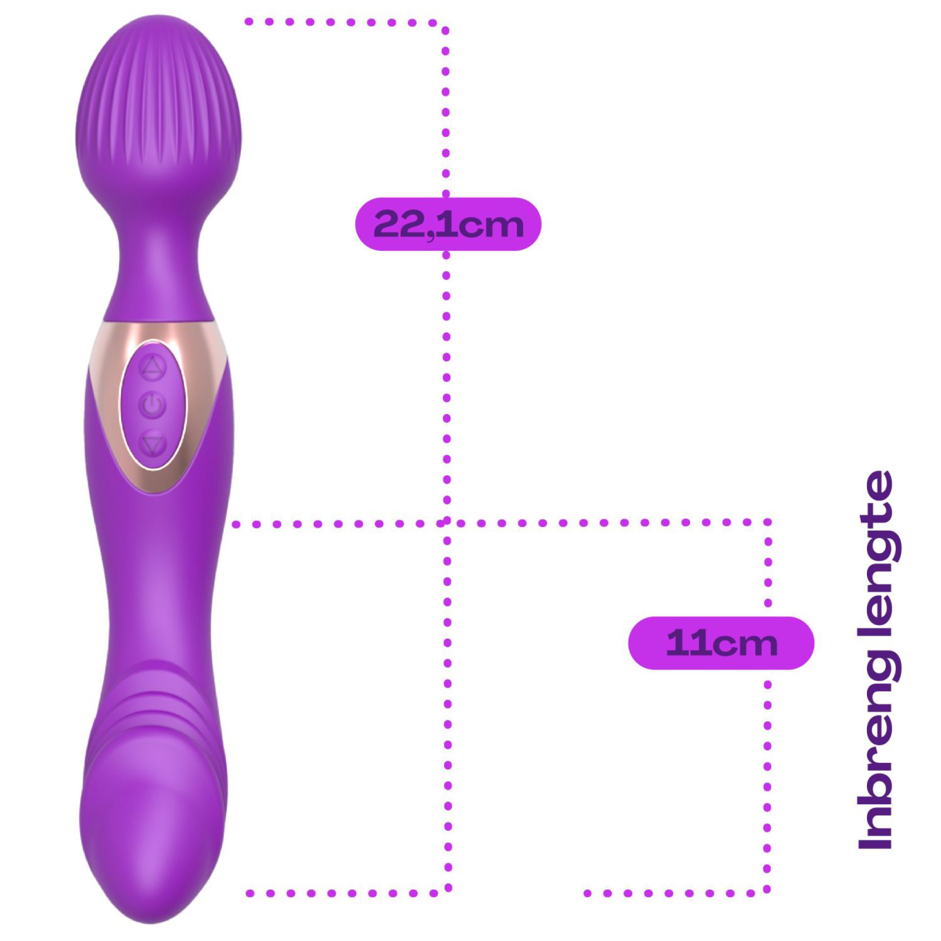 Wand vibrator met dildo met reliëf 2 in 1