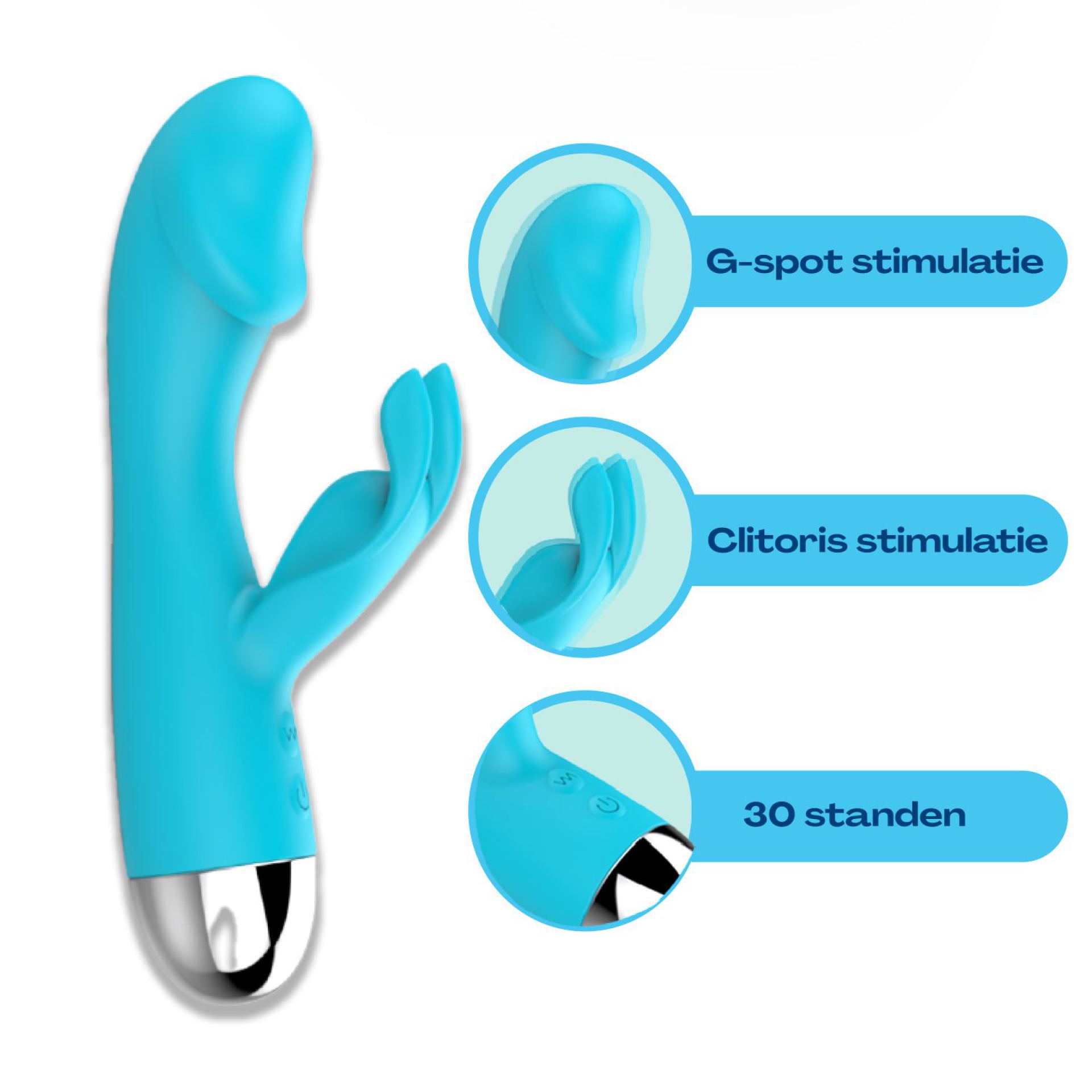 lichtblauwe Tarzan vibrator met rabbit