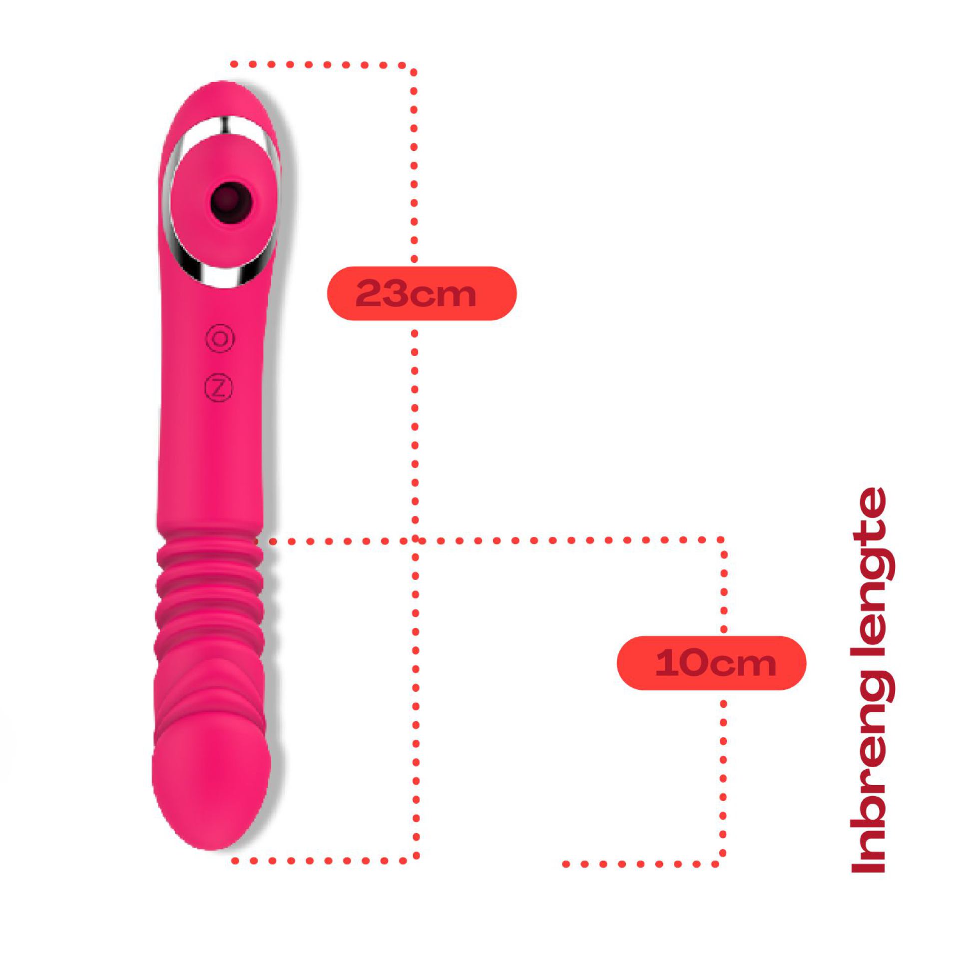 roze stotende luchtdruk vibrator 2 in 1 23cm