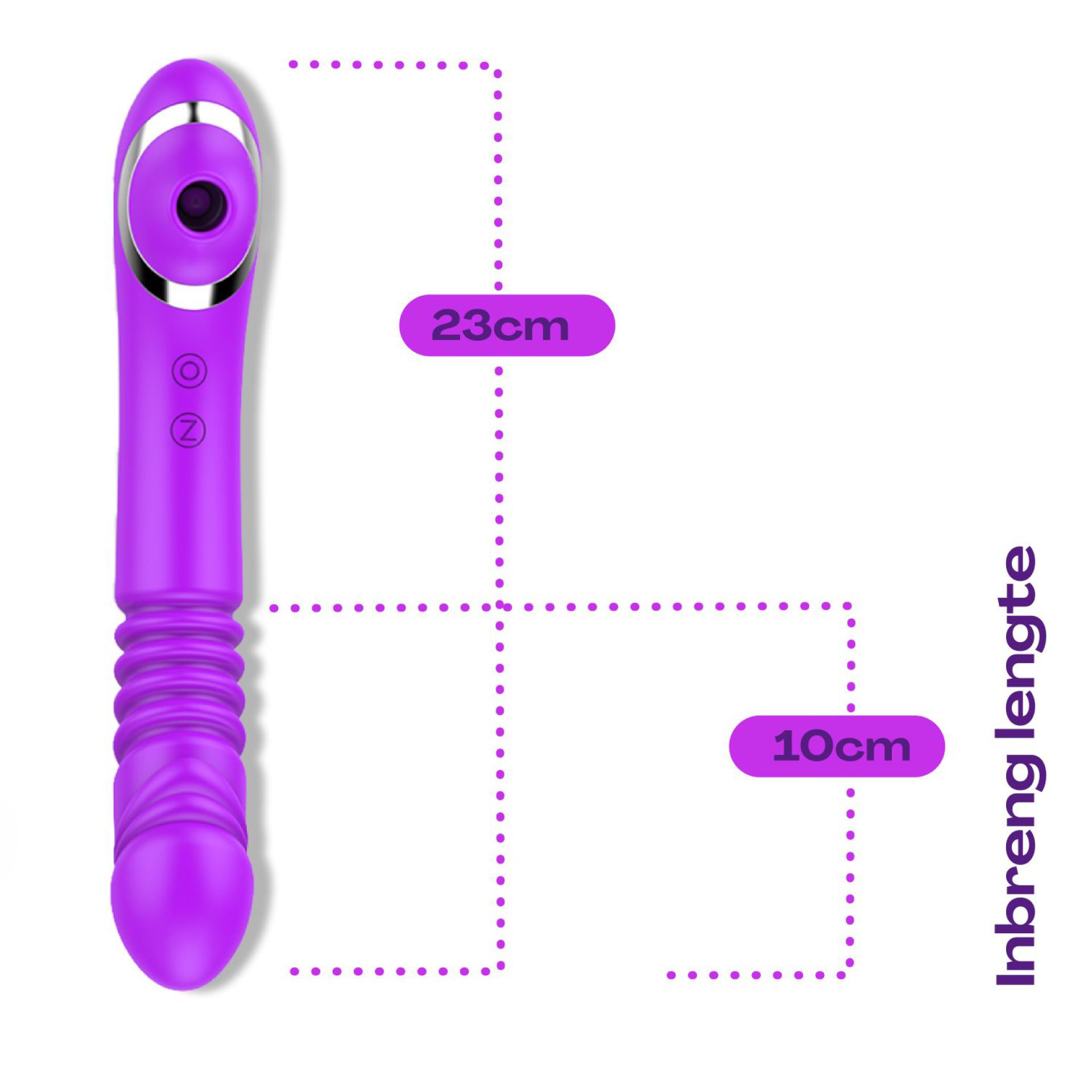 paars stotende luchtdruk vibrator 2 in 1 23cm