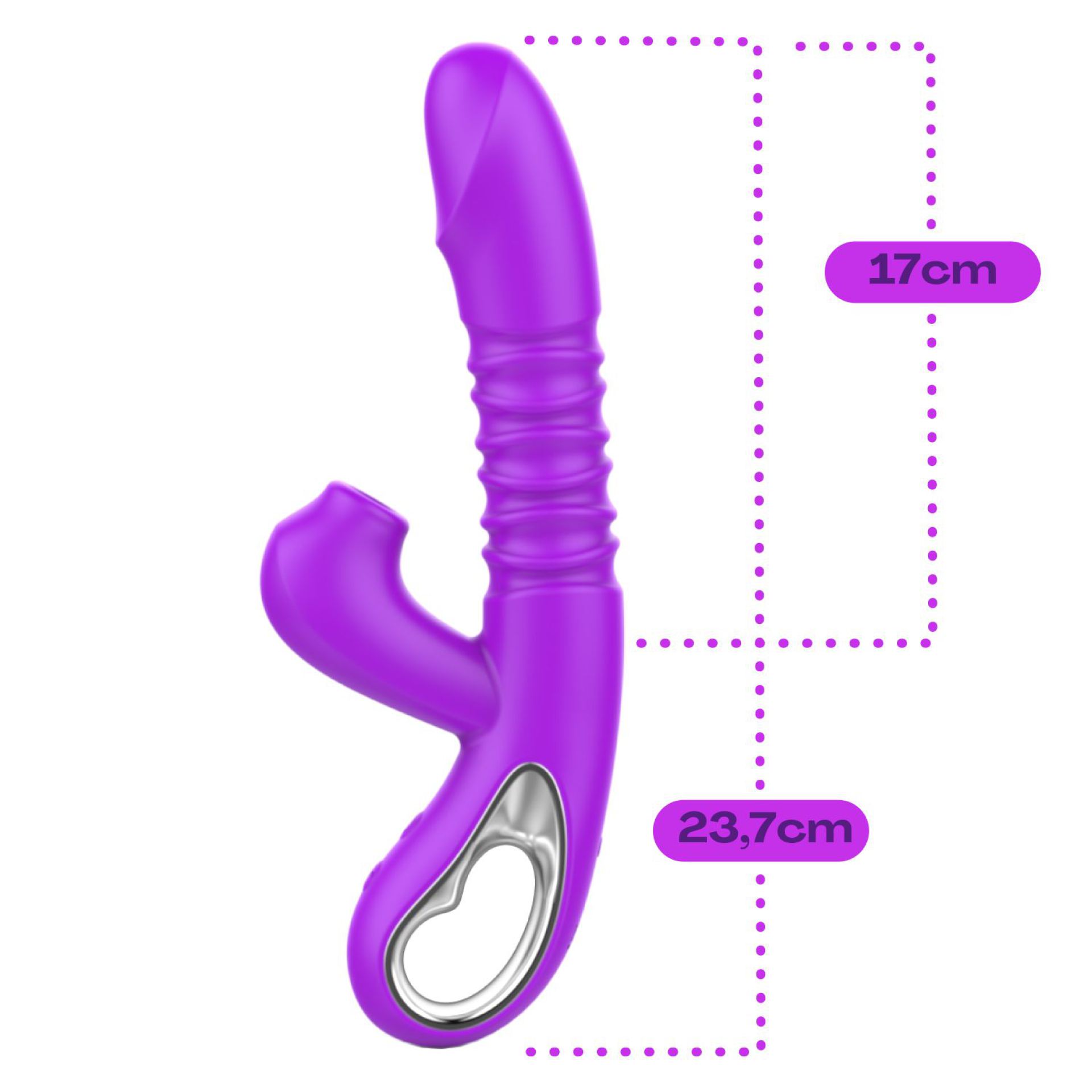 paarse stotende luchtdrukvibrator 2in1 23,7cm