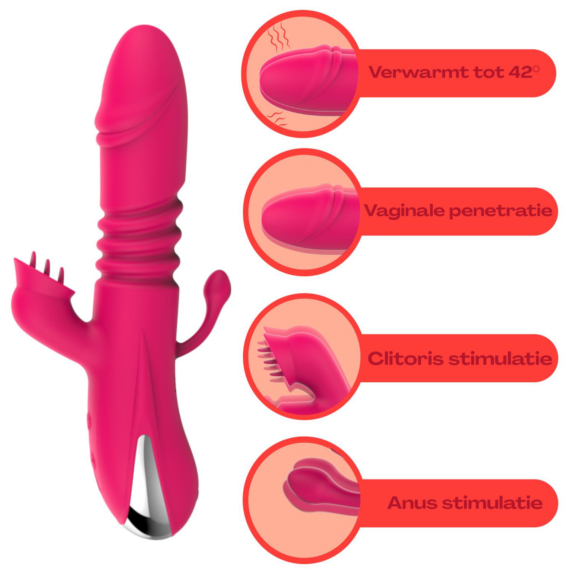 roze stotende tarzan vibrator met butt plug