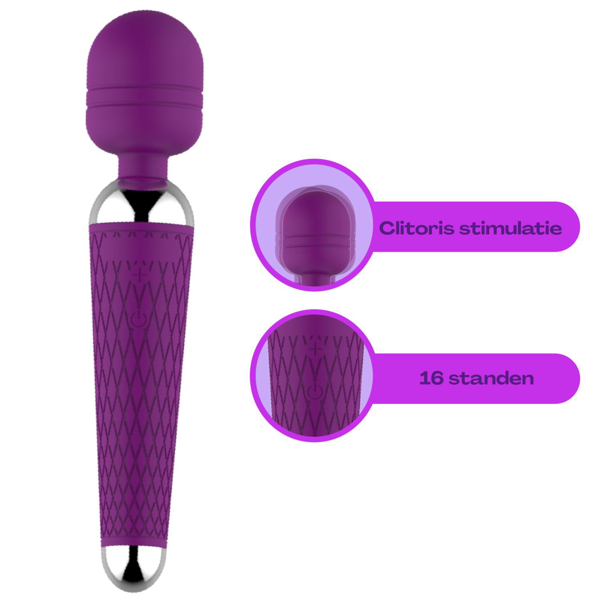 wand vibrator met reliëf  20cm paars bestellen