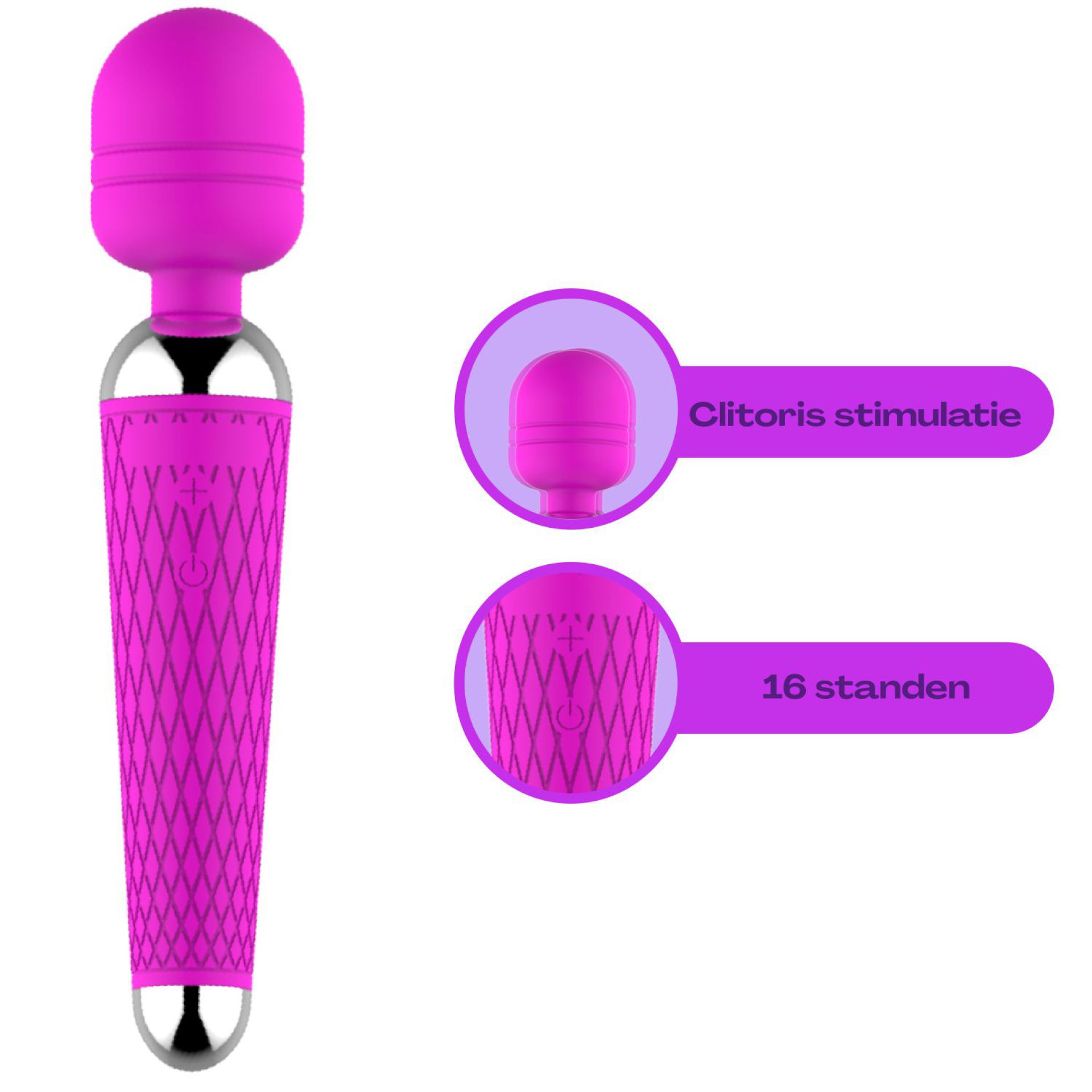 wand vibrator met reliëf  lichtpaars kopen