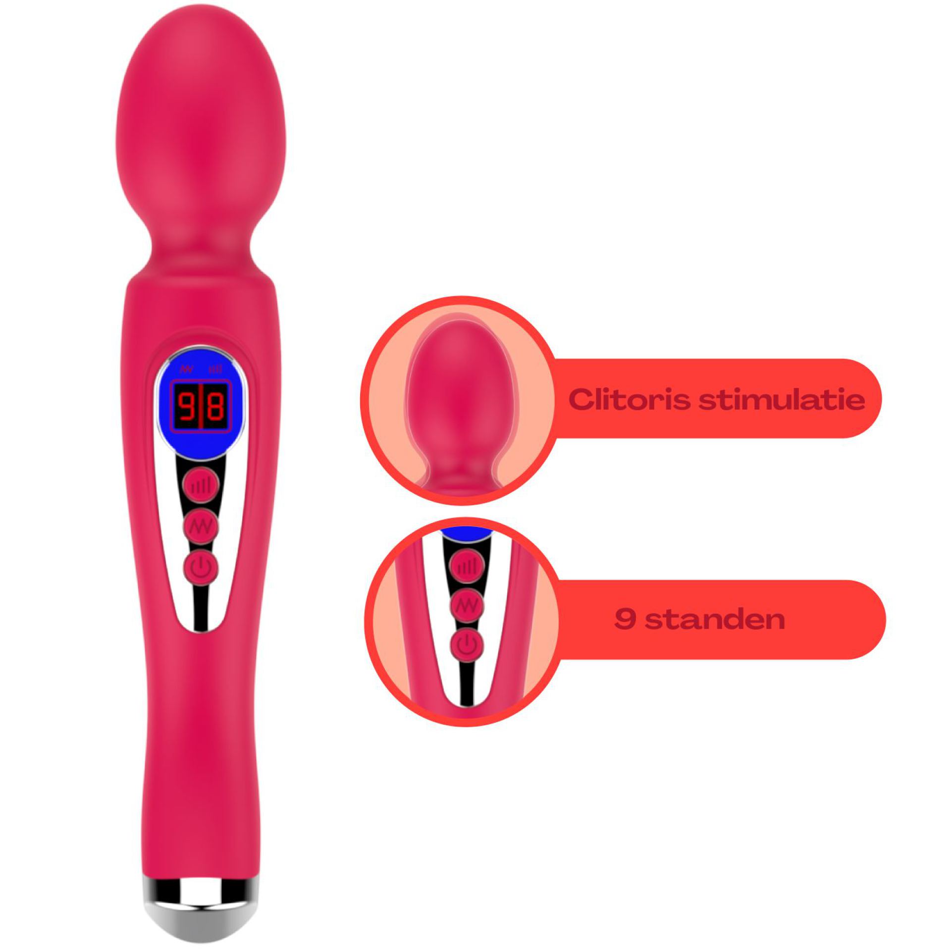 wand vibrator met ei 22,8cm rood bestellen