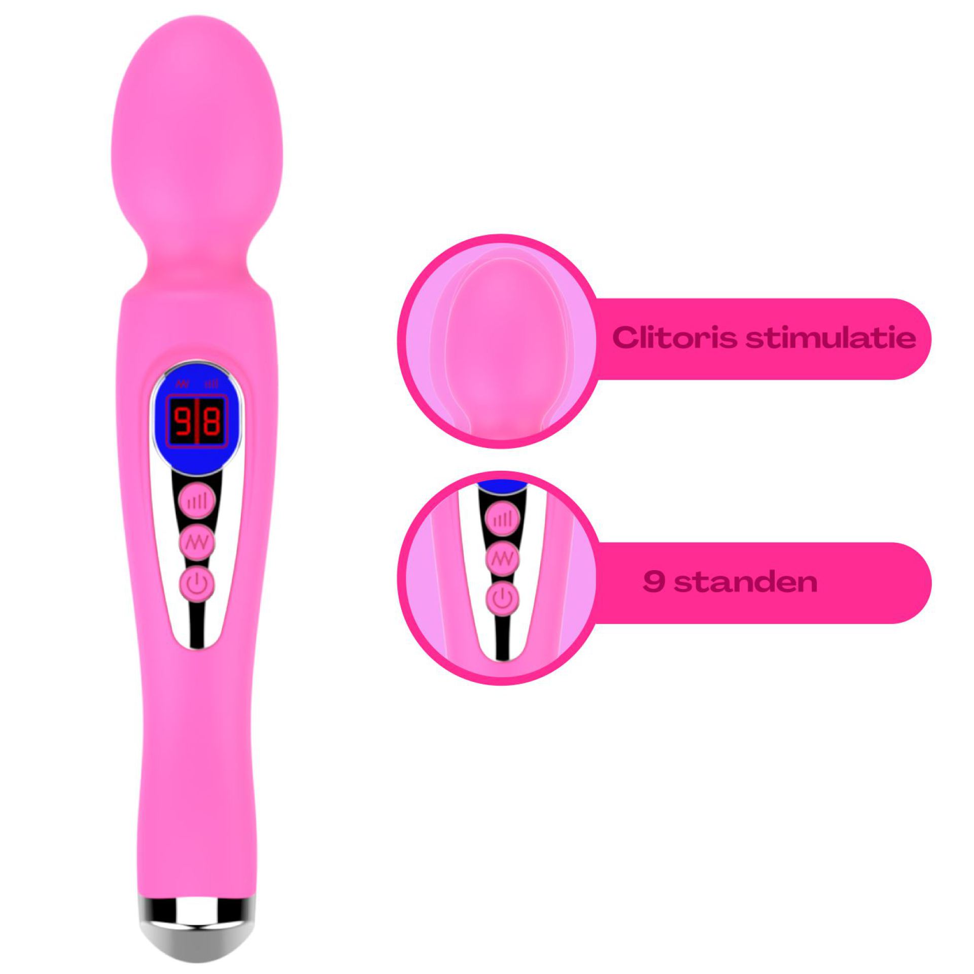 wand vibrator met ei 22,8cm roze bestellen