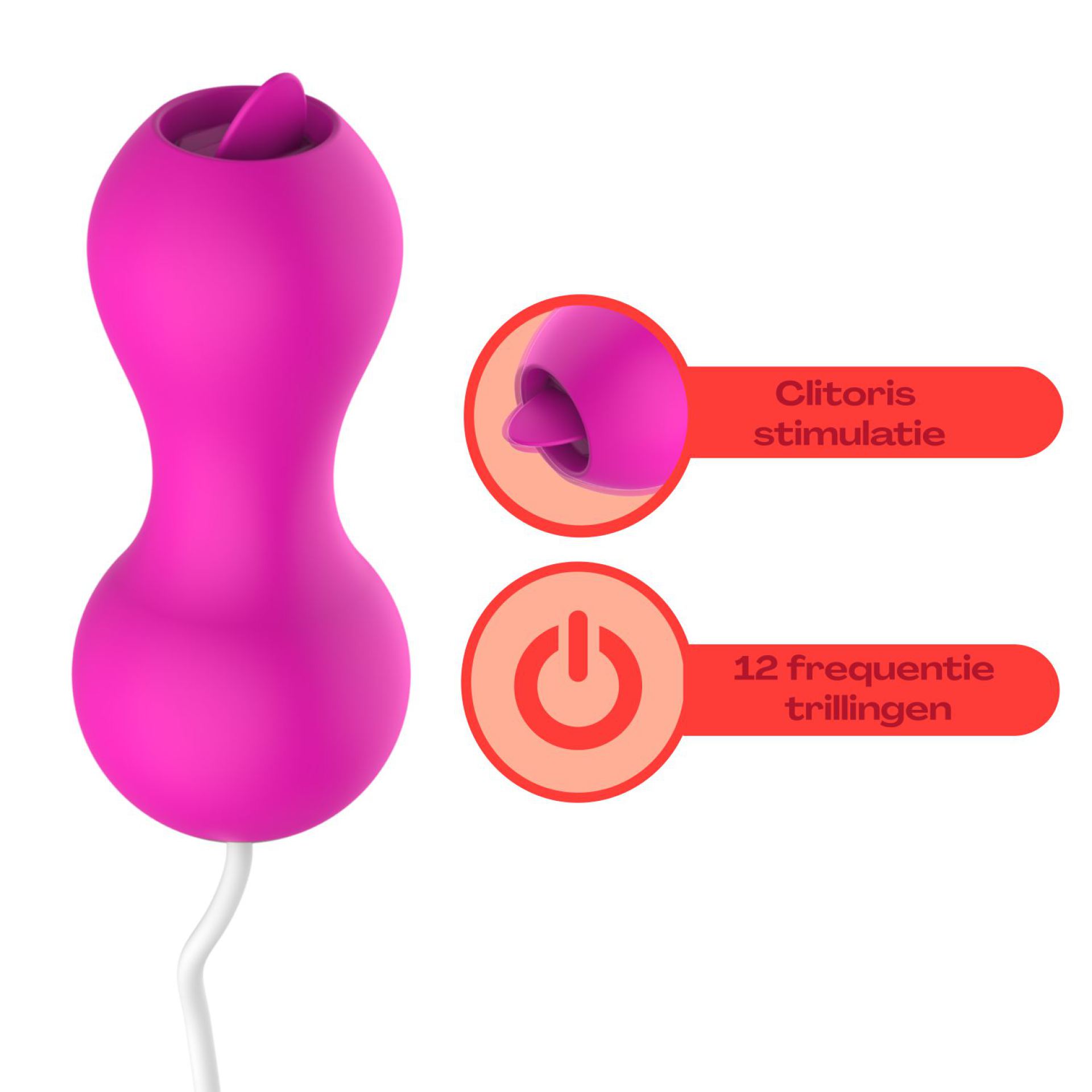 roze vibrerend ei met tong 7cm