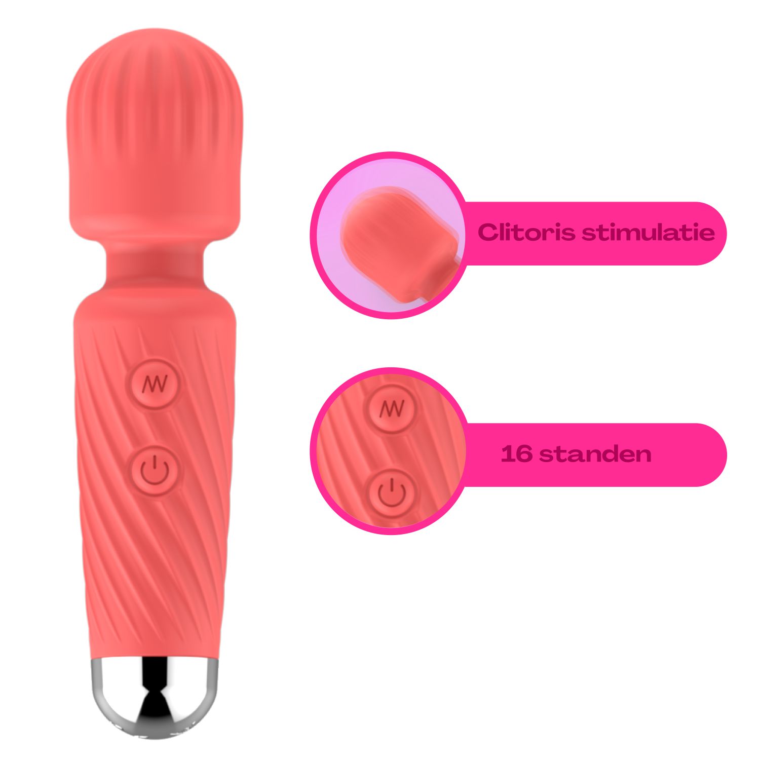 Goedkope Wand vibrator reliëf lichtroze 12,5cm