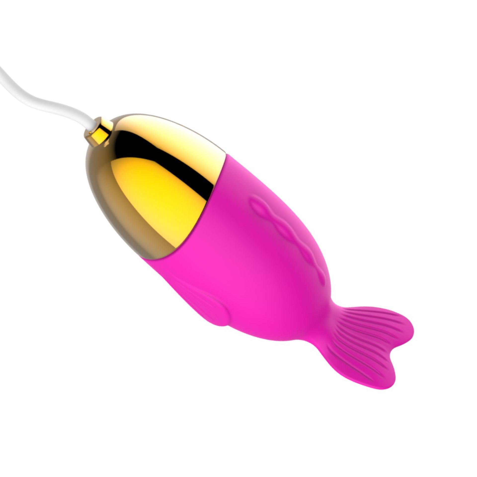 Vibrerend ei visvorm 8,1cm goud met roze