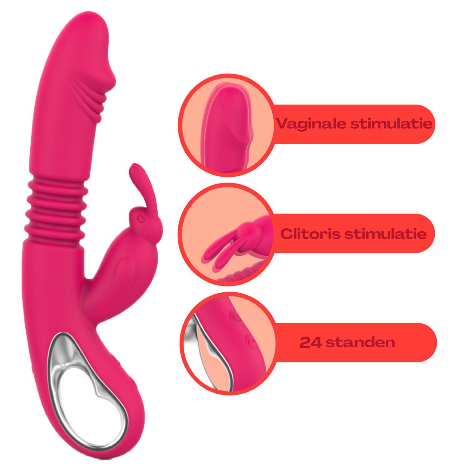 Roze stotende tarzan vibrator met rabbit