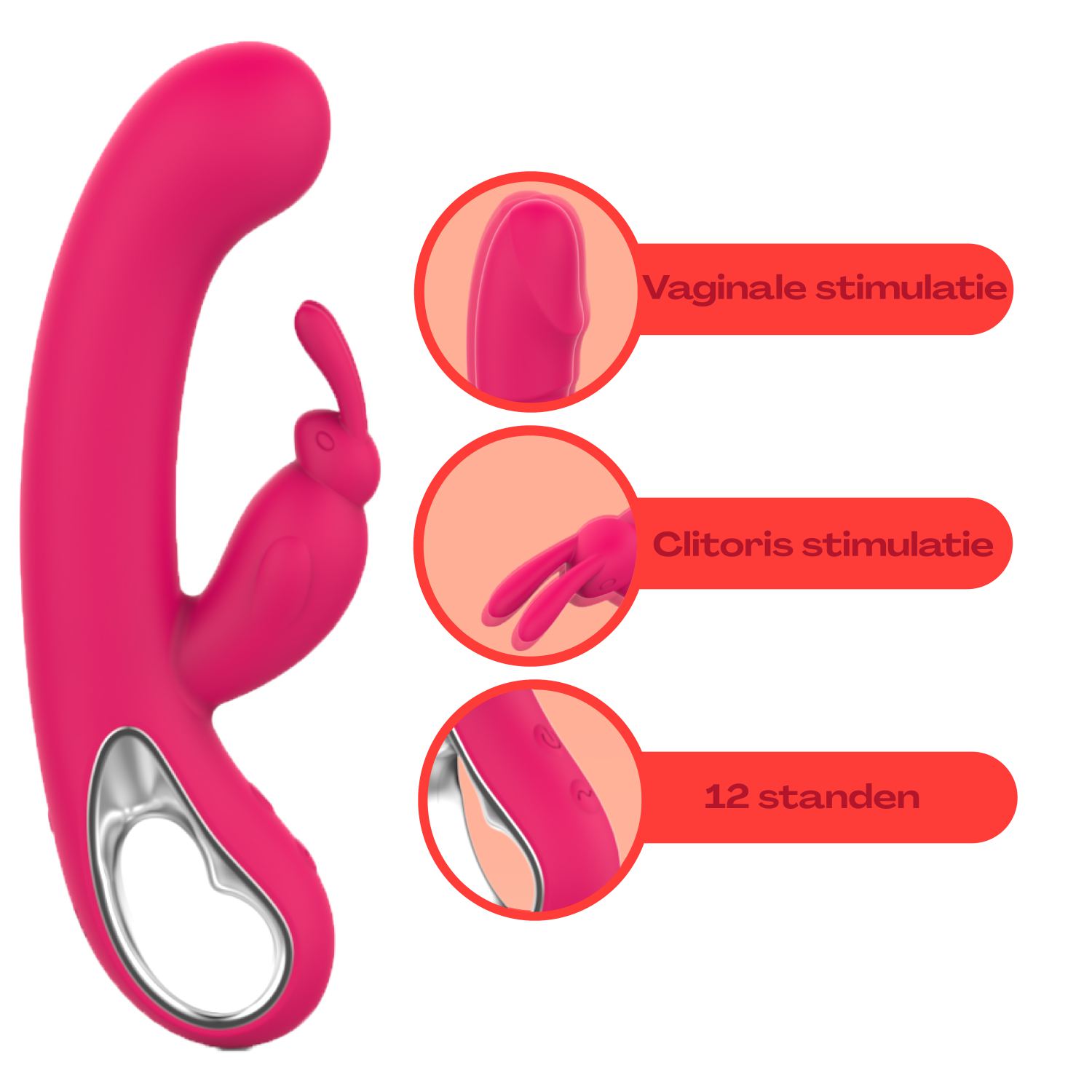 2in1 Vibrator tarzan met rabbit 21cm roze