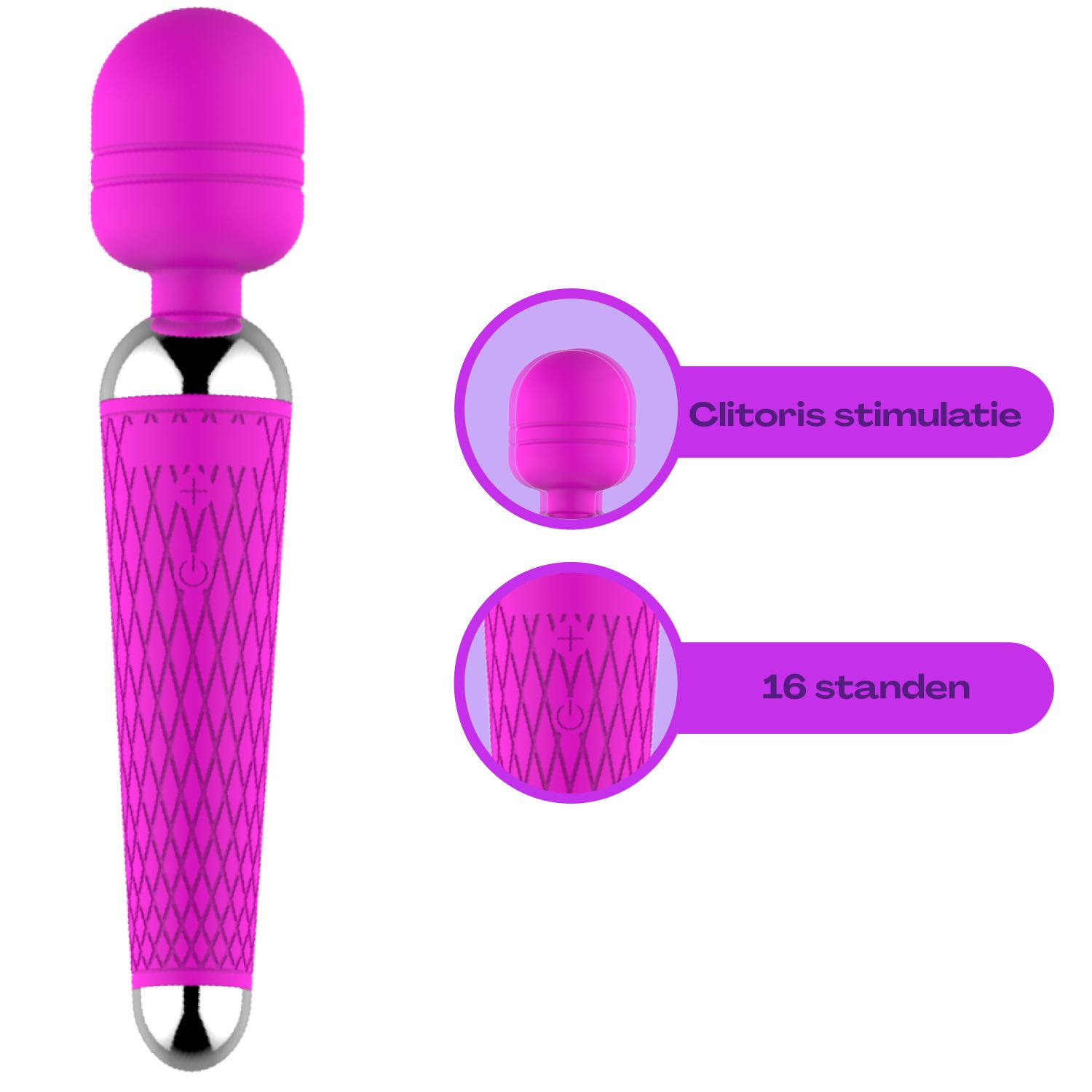 Wand vibrator met reliëf lichtpaars 20cm kopen