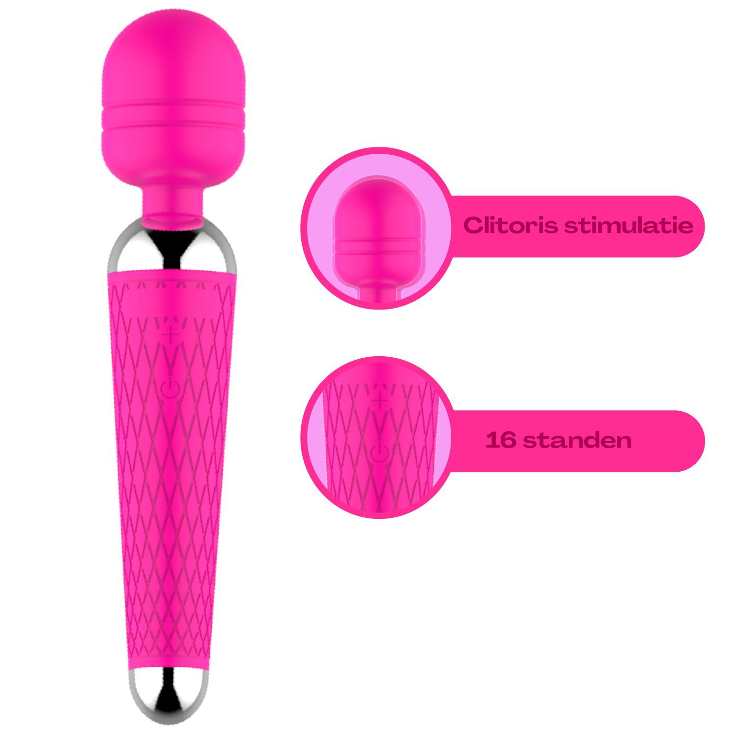 Goedkope Wand vibrator met reliëf 20cm roze